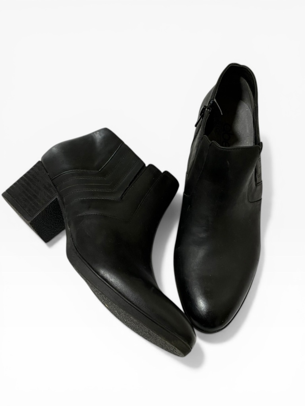 abeo Comfort Boots 8 Felicity Leather Booties Black Zip Block Heel 8N Narrow